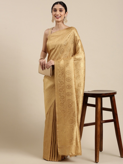 

The Chennai Silks Gold-Toned Floral Zari Art Silk Fusion Kanjeevaram Saree