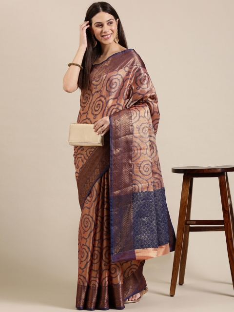 

The Chennai Silks Women Orange & Gold-Toned Zari Organza Fusion Banarasi Saree