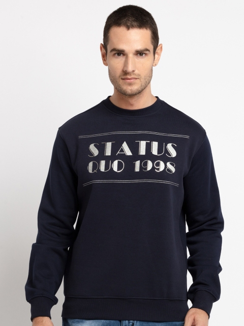 

Status Quo Men Navy Blue Printed Sweatshirt