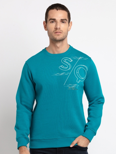 

Status Quo Men Turquoise Blue Printed Sweatshirt
