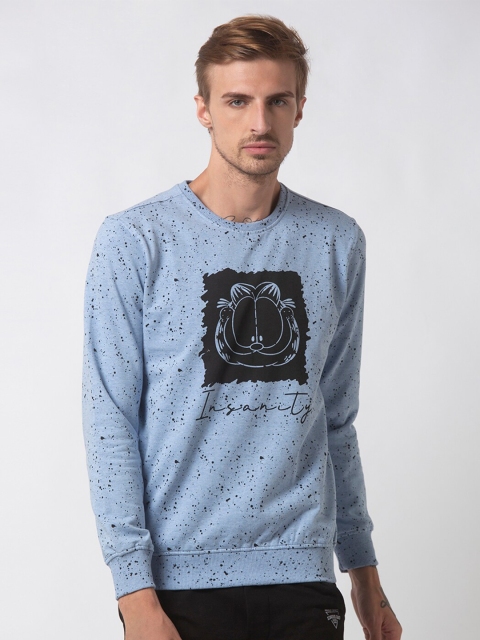 

Status Quo Men Blue Printed Cotton Sweatshirt