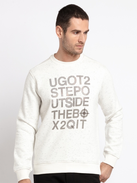 

Status Quo Men White Printed Sweatshirt