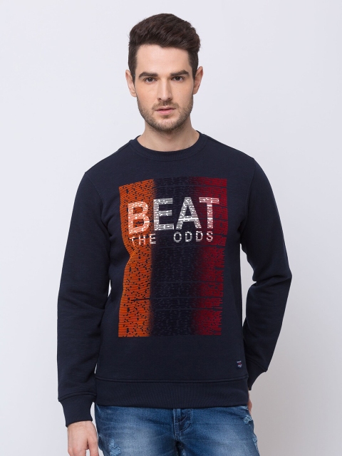 

Status Quo Men Navy Blue Printed Sweatshirt