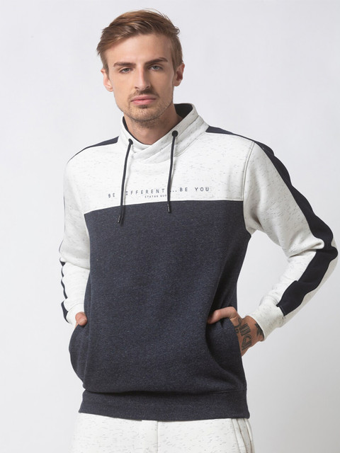 

Status Quo Men Off White Colourblocked Sweatshirt