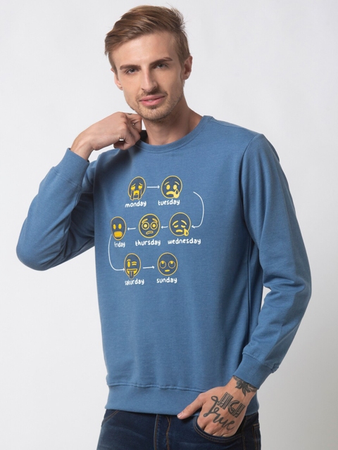 

Status Quo Men Blue Printed Sweatshirt
