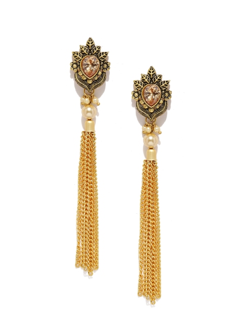 

Zaveri Pearls Gold-Toned Floral Drop Earrings