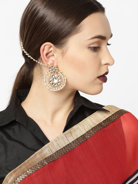 

Zaveri Pearls Gold-Toned & White Circular Chandbalis