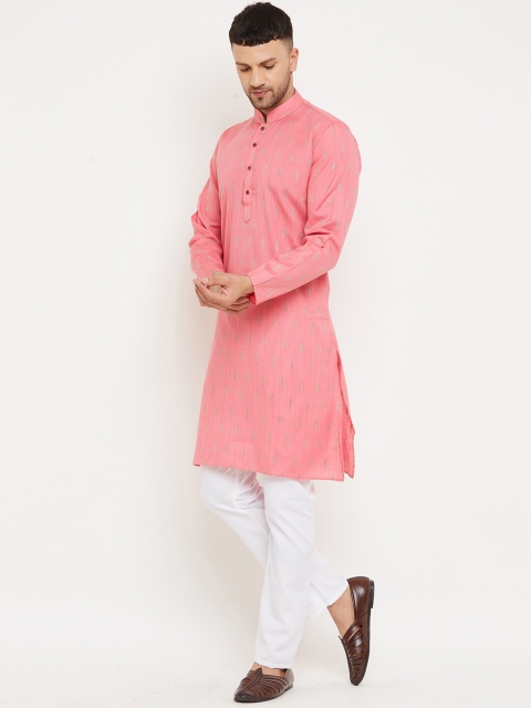 

Armaan Ethnic Men Pink Thread Work Indigo Kurta