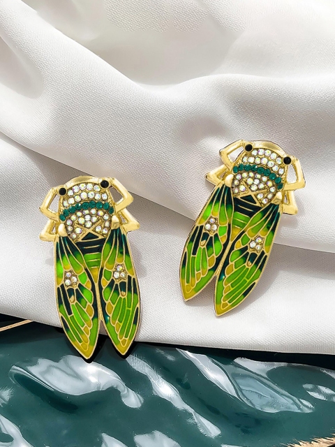 

Bellofox Women Green & Gold-Toned Animal Shaped Studs Earrings
