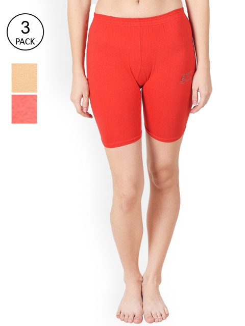 

Apraa & Parma Women Red Slim Fit Cycling Sports Shorts Pack Of 3