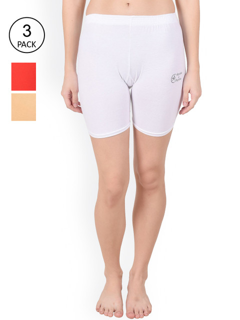 

Apraa & Parma Women Pack Of 3 Slim Fit Cycling Sports Shorts, Red