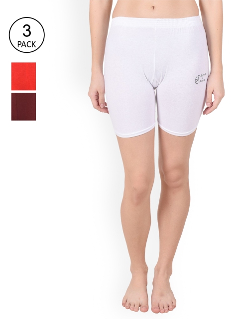 

Apraa & Parma Women Pack Of 3 Slim Fit Cycling Sports Shorts, White