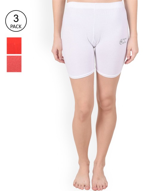 

Apraa & Parma Women White, Red & Pink Slim Fit Cycling Cotton Sports Shorts