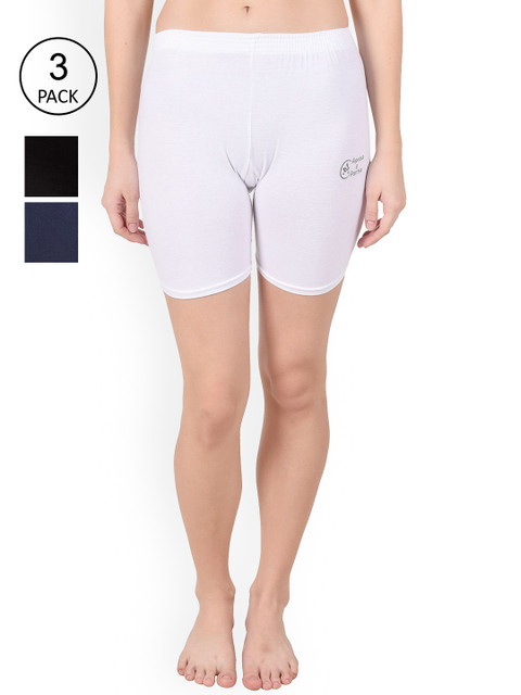

Apraa & Parma Women Pack Of 3 Slim Fit Cycling Sports Shorts, Black