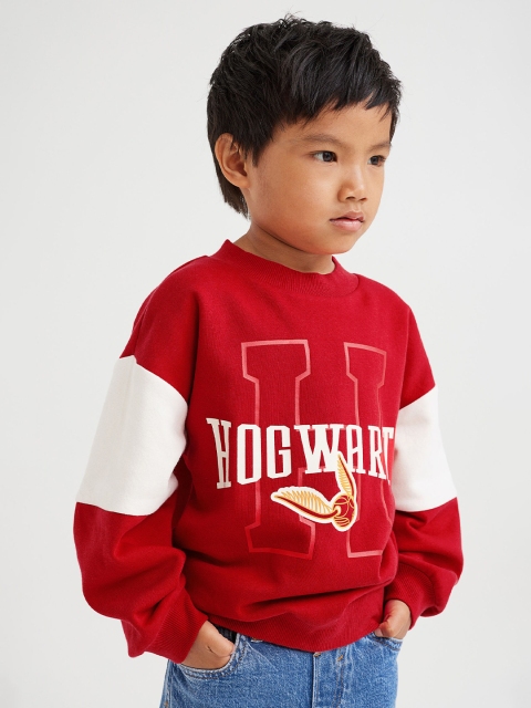 

H&M Boys Red Typography Printed Oversized Sweatshirt