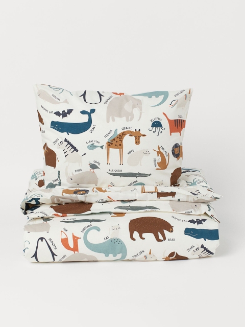 

H&M Girls White Cotton Single Duvet Cover Set