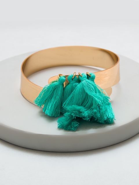 

Pipa Bella Gold-Toned & Sea Green Tassel Cuff Bracelet