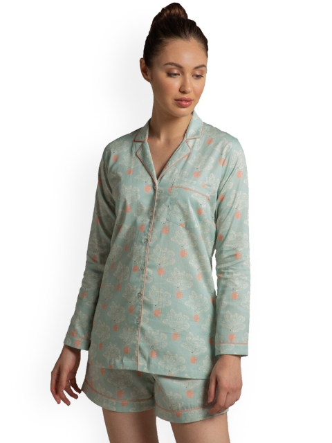 

THE PINK ELEPHANT Women Blue & Pink Printed Night suit