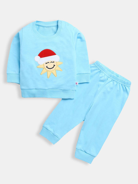 

Hopscotch Boys Blue & White Printed Pure Cotton Top with Trousers