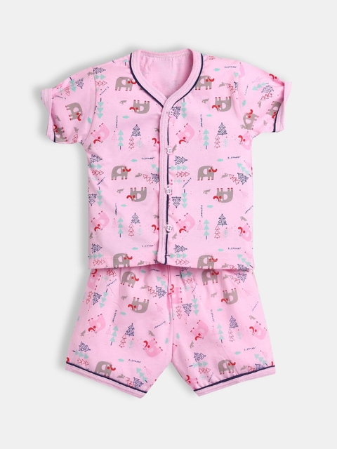 

Hopscotch Boys Pink Printed T-shirt and Shirts Set