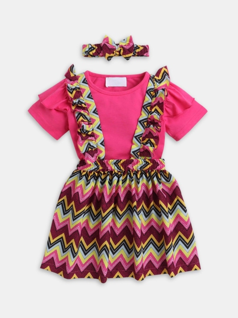 

Hopscotch Girls Magenta & Blue T-shirt with Skirt