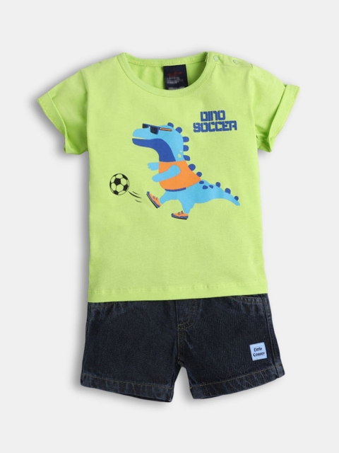 

Hopscotch Boys Green & Black Printed Clothing Set