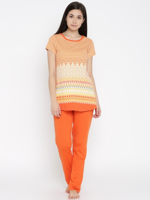 

Sweet Dreams Orange & Yellow Printed Night Suit 2309A7