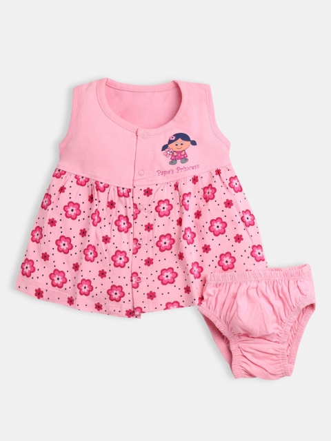 

Hopscotch Girls Pink Printed Top with Shorts