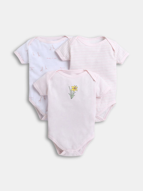 

Hopscotch Infant Girls Pack Of 3 Pink Printed Cotton Bodysuit