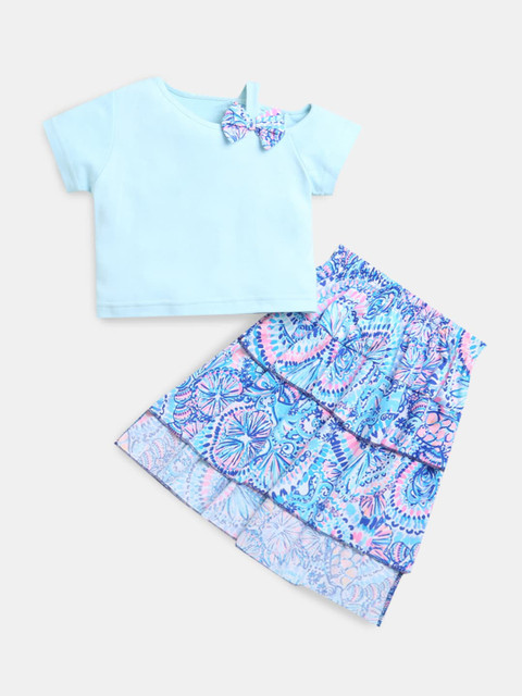 

Hopscotch Girls Blue & Pink Top with Skirt