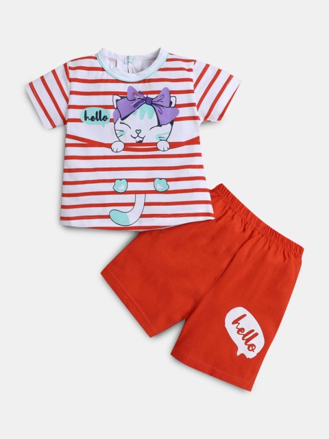

Hopscotch Girls Red & White Striped T-shirt with Shorts