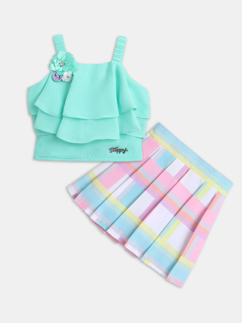 

Hopscotch Girls Blue & Pink Stripes Print Clothing Set