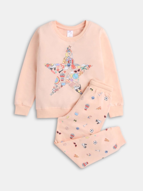 

Hopscotch Girls Peach & Blue Printed Cotton Clothing Set