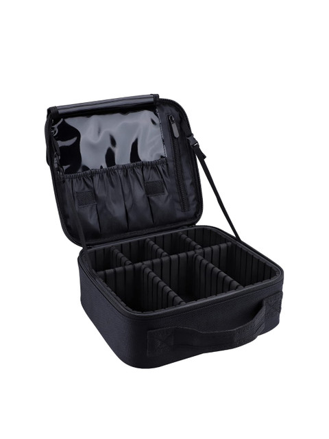 

LAFILLETTE Black Solid Vanity Bag With Adjustable Dividers