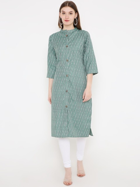 

Peppertree Women Green Geometric Thread Work Kurta