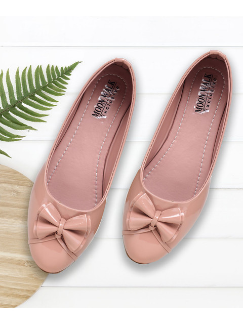 

Moonwalk Peach Ballerinas with Bows