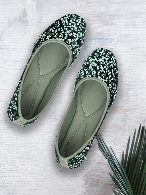 Moonwalk Women Green Embellished Ballerinas Flats