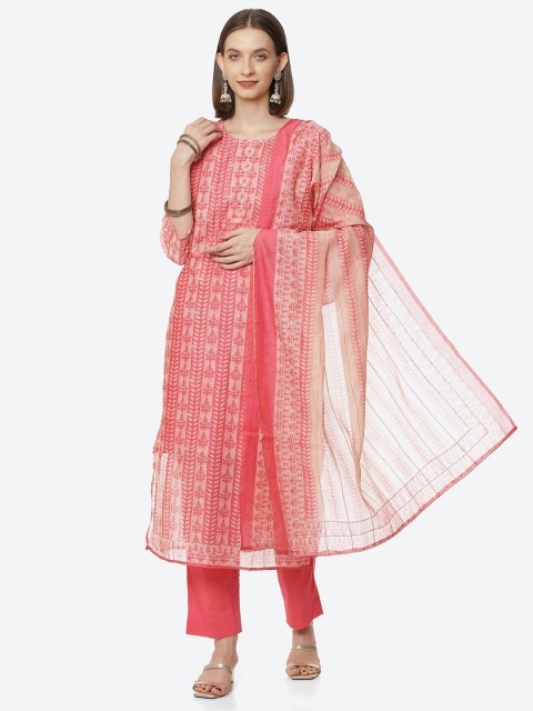 

Biba Pink & Beige Printed Unstitched Dress Material