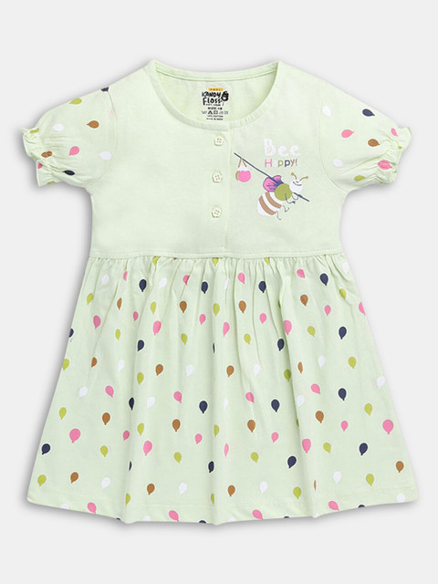

Hopscotch Green Conversational Printed Dress