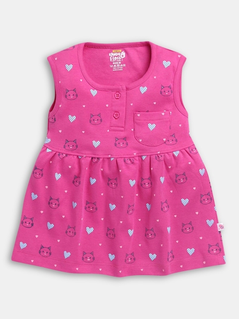 

Hopscotch Pink A-Line All-Over Print Casual Dress