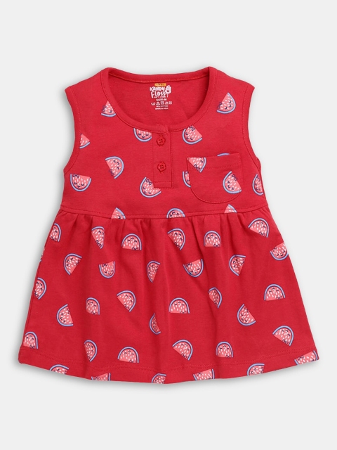 

Hopscotch Sleeveless All-Over Print Casual Dress, Red