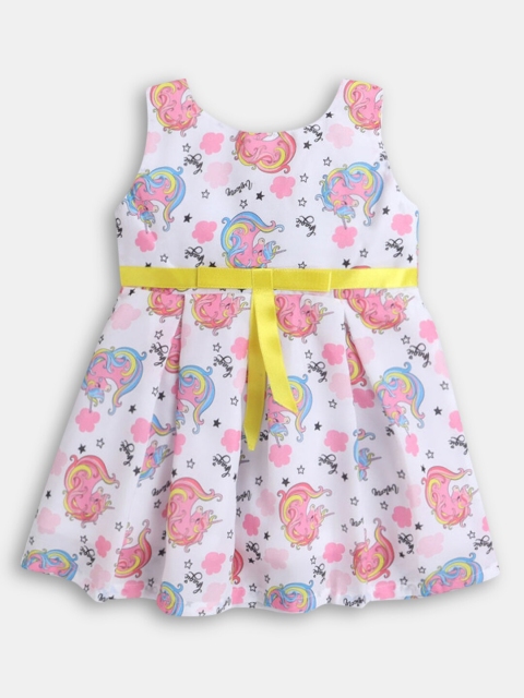 

Hopscotch Girls Off White & Pink Print Sleeveless Dress