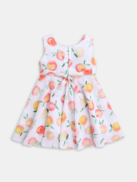 

Hopscotch Girls White & Yellow Printed Dress