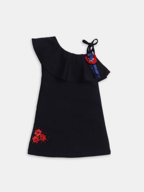 

Hopscotch Black One Shoulder A-Line Dress
