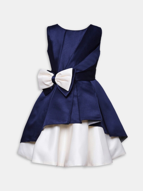 

Hopscotch Navy Blue & White Solid Sleeveless Party Dress