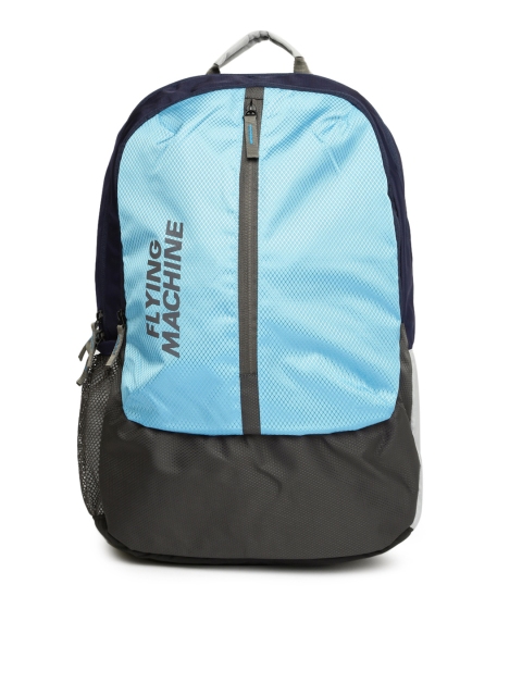 

Flying Machine Men Blue & Grey Colourblocked Backpack