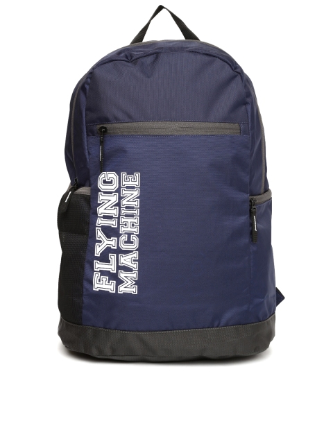 

Flying Machine Men Navy Printed Backpack, Navy blue