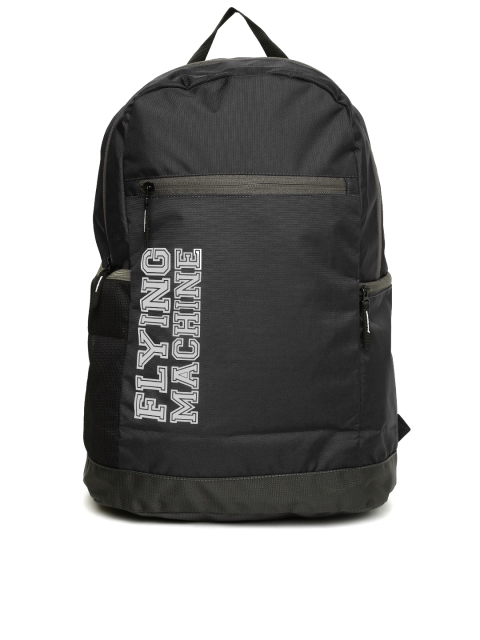 

Flying Machine Men Black Brand Logo Printed Backpack