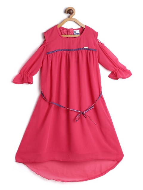 

612League Girls Fuschia Crepe A-Line Dress, Fuchsia