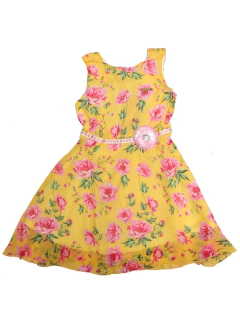 

612League Yellow Floral Georgette Dress
